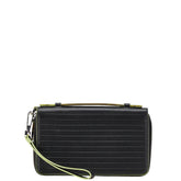 ディオール ラウンドファスナー 長財布 オーガナイザー ブラック ライトグリーン レザー レディース Dior 【中古】