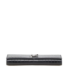 サンローラン YSL クロコ型押し 長財布 372266 ブラック レザー レディース SAINT LAURENT 【中古】