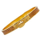 エルメス ケリーバングル カデナ モチーフ バングル ゴールド ベージュ メッキ レザー レディース HERMES 【中古】