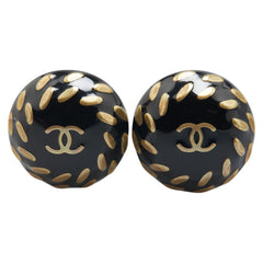 シャネル ココマーク イヤリング ブラック ゴールド プラスチック メッキ レディース CHANEL 【中古】