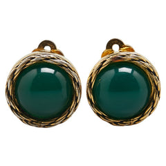 シャネル ラウンド ストーン イヤリング ゴールド グリーン メッキ レディース CHANEL 【中古】
