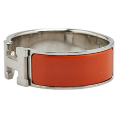 エルメス クリッククラックH PM ブレスレット シルバー オレンジ メタル レディース HERMES 【中古】