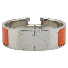 エルメス クリッククラックH PM ブレスレット シルバー オレンジ メタル レディース HERMES 【中古】