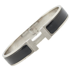 エルメス クリックH PM ブレスレット シルバー ブラック メタル レディース HERMES 【中古】