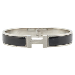 エルメス クリックH PM ブレスレット シルバー ブラック メタル レディース HERMES 【中古】