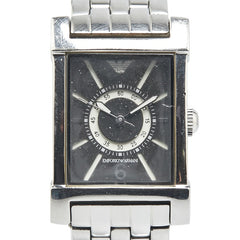アルマーニ 腕時計 クオーツ ブラック文字盤 ステンレススチール レディース ARMANI 【中古】
