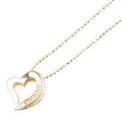 K18YG イエローゴールド ダイヤ ハート モチーフ ペンダントネックレス レディース 【中古】