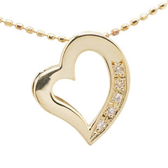 K18YG イエローゴールド ダイヤ ハート モチーフ ペンダントネックレス レディース 【中古】