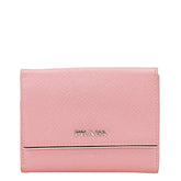 プラダ 二つ折り財布 ピンク シルバー レザー レディース PRADA 【中古】