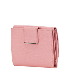 プラダ 二つ折り財布 ピンク シルバー レザー レディース PRADA 【中古】