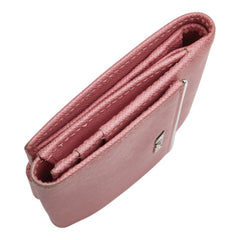 プラダ 二つ折り財布 ピンク シルバー レザー レディース PRADA 【中古】