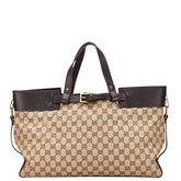 グッチ GGキャンバス トートバッグ 106251 ベージュ ブラウン キャンバス レザー レディース GUCCI 【中古】