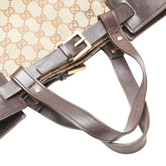 グッチ GGキャンバス トートバッグ 106251 ベージュ ブラウン キャンバス レザー レディース GUCCI 【中古】