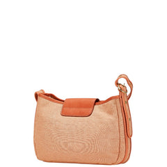 ハンティングワールド 斜め掛け ショルダーバッグ ピンク オレンジ キャンバス レザー レディース HUNTING WORLD 【中古】