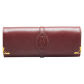 カルティエ マストライン メガネケース 眼鏡 小物入れ ワインレッド ボルドー レザー レディース CARTIER 【中古】