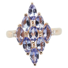 K18PG ピンクゴールド タンザナイト1.90ct ダイヤ0.06ct リング 指輪 レディース 12号 【中古】