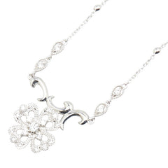 K18WG ホワイトゴールド ダイヤ0.30ct 四つ葉 クローバー モチーフ ネックレス レディース 【中古】