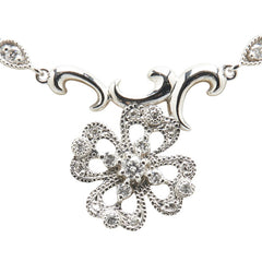 K18WG ホワイトゴールド ダイヤ0.30ct 四つ葉 クローバー モチーフ ネックレス レディース 【中古】