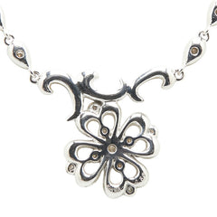 K18WG ホワイトゴールド ダイヤ0.30ct 四つ葉 クローバー モチーフ ネックレス レディース 【中古】