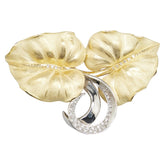 K18YG イエローゴールド ダイヤ リーフ 葉 ブローチ レディース 【中古】