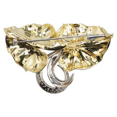 K18YG イエローゴールド ダイヤ リーフ 葉 ブローチ レディース 【中古】