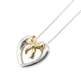 ティファニー ハート リボン モチーフ ネックレス シルバー ゴールド SV925 シルバー K18YG イエローゴールド コンビ レディース TIFFANY&Co. 【中古】