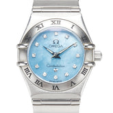 オメガ コンステレーション ミニ 12Pダイヤ 腕時計 1562.85 クオーツ ブルー文字盤 ステンレススチール レディース OMEGA 【中古】