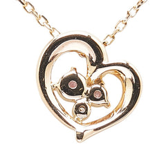 ヨンドシー K18PG ピンクゴールド ピンクサファイア ダイヤ ハート モチーフ ネックレス レディース 4℃ 【中古】