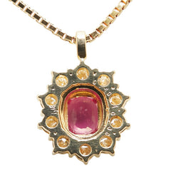K18YG イエローゴールド ルビー0.43ct ダイヤ0.36ct ペンダントネックレス レディース 【中古】