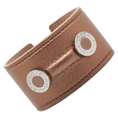 ブルガリ ブルガリブルガリ バングル ベージュ シルバー レザー メタル レディース BVLGARI 【中古】
