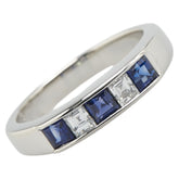 Pt900 プラチナ サファイア0.74ct ダイヤ0.26ct 一文字 リング 指輪 レディース 13号 【中古】