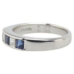 Pt900 プラチナ サファイア0.74ct ダイヤ0.26ct 一文字 リング 指輪 レディース 13号 【中古】