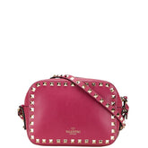 ヴァレンチノ スタッズ ショルダーバッグ ピンク レザー レディース Valentino 【中古】