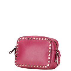 ヴァレンチノ スタッズ ショルダーバッグ ピンク レザー レディース Valentino 【中古】