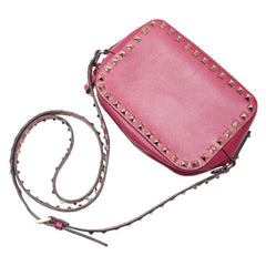 ヴァレンチノ スタッズ ショルダーバッグ ピンク レザー レディース Valentino 【中古】