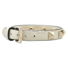 ヴァレンチノ ロックスタッズ ブレスレット ホワイト ゴールド レザー メッキ レディース Valentino 【中古】