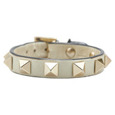 ヴァレンチノ ロックスタッズ ブレスレット ホワイト ゴールド レザー メッキ レディース Valentino 【中古】