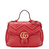 グッチ GGマーモント ハート ハンドバッグ ショルダーバッグ 2WAY 498110 レッド レザー レディース GUCCI 【中古】