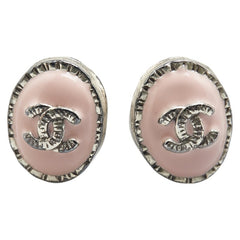 シャネル ココマーク オーバル ピアス シルバー ピンク メタル レディース CHANEL 【中古】