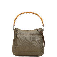 グッチ バンブー ハンドバッグ ショルダーバッグ 2WAY 000 2404 0509 ブラウン カーキ ナイロン レザー レディース GUCCI 【中古】