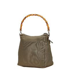 グッチ バンブー ハンドバッグ ショルダーバッグ 2WAY 000 2404 0509 ブラウン カーキ ナイロン レザー レディース GUCCI 【中古】