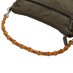グッチ バンブー ハンドバッグ ショルダーバッグ 2WAY 000 2404 0509 ブラウン カーキ ナイロン レザー レディース GUCCI 【中古】