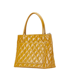 シャネル マトラッセ 復刻トート ココマーク トートバッグ ブラウン イエロー エナメル レザー レディース CHANEL 【中古】