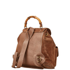 グッチ バンブー リュック バックパック 003 1998 0016 ブラウン スウェード レザー レディース GUCCI 【中古】