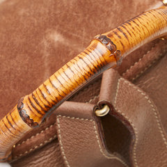 グッチ バンブー リュック バックパック 003 1998 0016 ブラウン スウェード レザー レディース GUCCI 【中古】