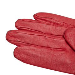 エルメス グローブ レッド ブラック レザー シルク レディース HERMES 【中古】