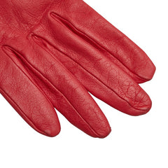 エルメス グローブ レッド ブラック レザー シルク レディース HERMES 【中古】