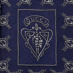 グッチ インターロッキングG ネクタイ ブルー シルク メンズ GUCCI 【中古】