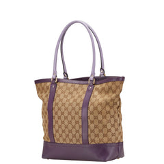 グッチ GGキャンバス トートバッグ 282327 ベージュ パープル キャンバス レザー レディース GUCCI 【中古】