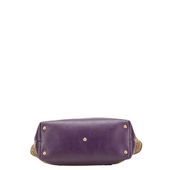 グッチ GGキャンバス トートバッグ 282327 ベージュ パープル キャンバス レザー レディース GUCCI 【中古】
